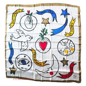 L'OCCITANE EN PROVENCE X JEAN-CHARLES DE CASTELBAJAC SILK SCARF 36" x 36" Unique